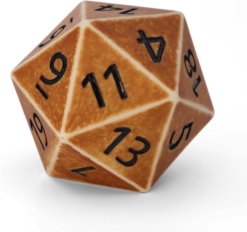 CSITORWWE Retro Style 55mm Giant D20 Dice,20 Sided Resin Dice with Velvet Pouch, Titan Polyhedral Dice for TTRPG Tabletop Gaming,Dungeon Masters,RPG Adventures(Yellow Ancient) - Image 3